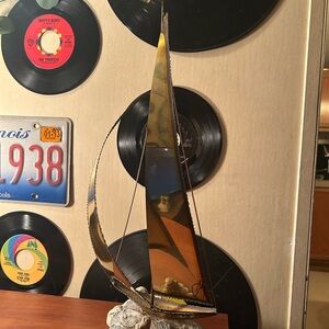 Metallic Sailboat Sculpture